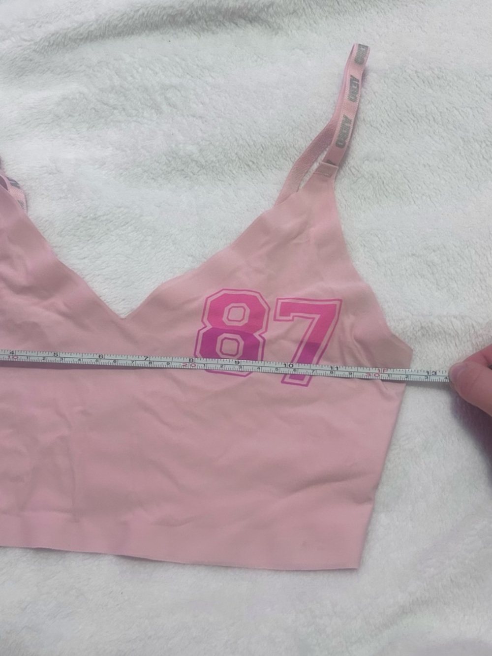 🩵3/$18🩵 Aeropostale Blush Pink Bralette with bright neon '87' cute y2k Graphic - Picture 4 of 5
